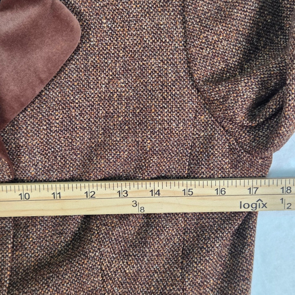 Vintage Brooks Brothers Skirt Suit Womens 10/8 Brown Wool Tweed Velvet Trim Vtg - Picture 8 of 13